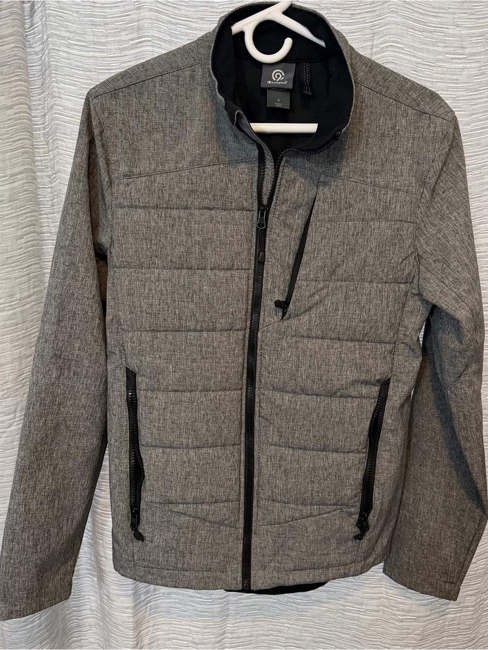 Champion Men's Heather Gray Quilted Zip-Front Performance Jacket